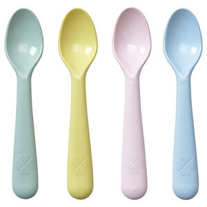 Lot of 4 IKEA KALAS Plastic Spoons Set Pastel Multicolor Kids Childrens NEW!